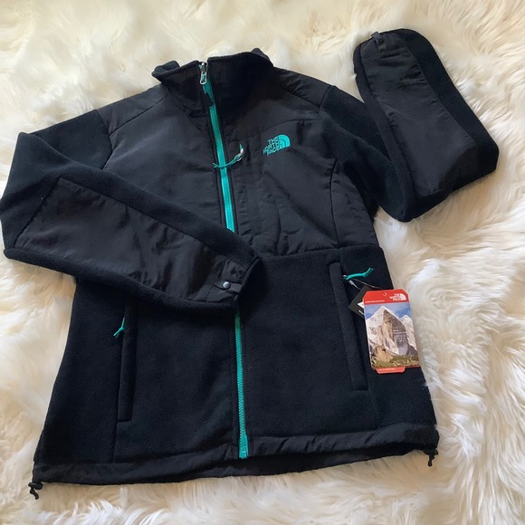 NWT The North Face Women's Denali Fleece Jacket Black Turquoise Zip Size Medium - Picture 12 of 16